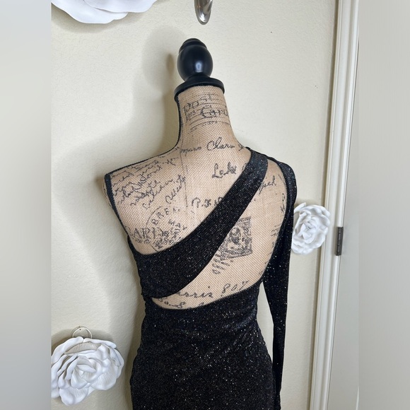 Gianni Bini Multi Colored Glitter Embellished Velvet Ruched Dress Sz 11 - Picture 14 of 16